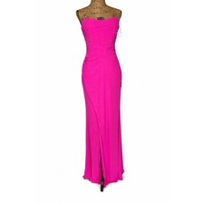 Lulus Hot Pink Strapless Ruched Maxi Dress Slit NWT Size L Formal Party picture