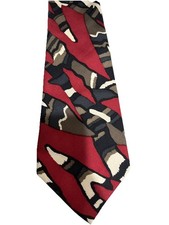 Bill Robin Son Mens Formal Tie Maroon Black White Abstract Hooves 62x3.5” USA picture