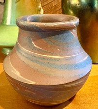 Antique Niloak Mission Swirl Miniature Pottery Cabinet Vase - Early Block Stamp  picture