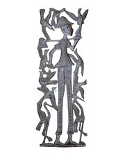 Primitive Haitian Metal Art, Farmer, by Michee Remy 11