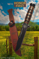 U.S Border Patrol Tribute Combat Knife with Leather Sheath | 12in Premium Knife picture