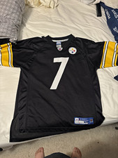 Reebok Pittsburgh Steelers Ben Roethlisberger #7 NFL Black Jersey Size Youth  L picture