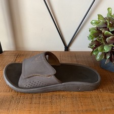 OluKai Nalu Slide Sandals Mens 11 Dark Java Brown Adjustable Beach Casual Surf picture