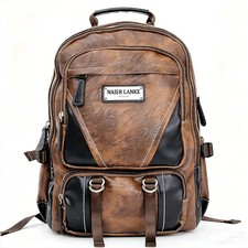 US New Mens Leather School Backpack Laptop Travel Waterproof Bag AS picture