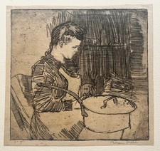 Adolphe BEAUFRERE - [Young Servant]. Original signed engraving. picture