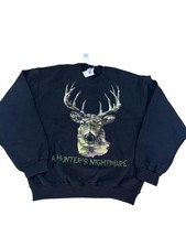 Vintage Hunters Nightmare Camo Deer Crewneck Sweatshirt Medium Black Outdoors  picture