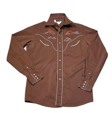 VTG Rocking K Ranchwear by Kennington Shirt Pearl Snaps Western Brown Sz M picture
