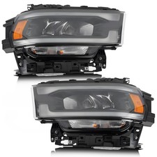 For 2019-2024 Ram 2500/3500 LED Headlight w/ Bulb Black Bezel Right+Left Pair picture