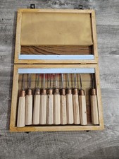 Vintage Wood Carving Chisels Gouges Set of 11 Hand Tools With Case picture