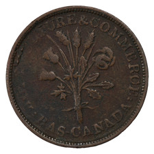 1830's Canada Montreal Un Sou Halfpenny Token Breton-691 LC-27a1 picture