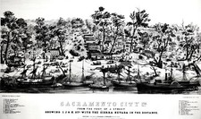1849 EARLY SACRAMENTO CITY DRAWING by G.V. COOPER~KEY PTS. of INTEREST~NEGATIVE picture