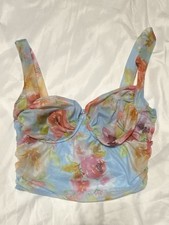 Zara Floral Mesh Sweetheart Crop Corset Bustier Top picture