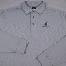 Troon North Golf Course FootJoy FJ Polo Shirt Mens Large Gray Stripe Tech L/S picture