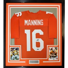 Framed Facsimile Autographed Peyton Manning 35x39 Orange Reprint Jersey picture