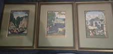3 Medieval Chromolithograph Antique Art Prints Copies J. P MORGAN Library Framed picture