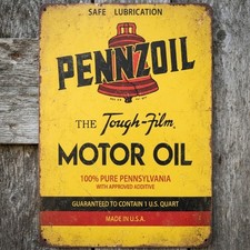 Pennzoil Motor Oil 8 x 12 Vintage Novelty Metal Sign Shrink-Wrapped Made In USA picture