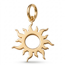 14k Yellow Gold Sun Charm Pendant Flaming Rays Elegant Small Fine Jewelry Gift picture