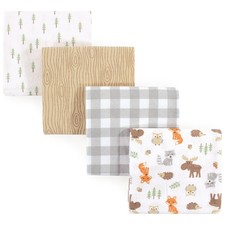Hudson Baby Infant Boy Cotton Flannel Receiving Blankets, Woodland, One Size picture