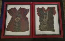 Pair of Pre-Columbian Woven Textile Small Doll Dress Framed 11