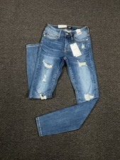 New Judy Blue Jeans Women’s 0/24 Blue Denim Mid Rise Skinny Stretch Distressed picture