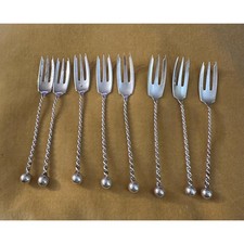 Antique Dominick & Haff Twist & Ball Sterling Silver Seafood Cocktail Forks (8) picture