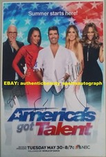 AMERICA'S GOT TALENT SIGNED SIMON COWELL+HEIDI KLUM+MEL B+HOWIE M 12x18 REPRINT picture