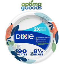 Dixie Medium Paper Plates, 8.5 Inch, 90 Count, 2X Stronger*, Microwave-Safe, Soa picture