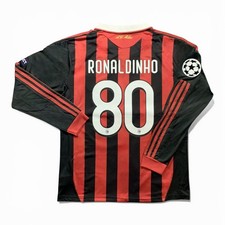 Ronaldinho #80 AC Milan 2009/10 Long Sleeve Jersey Retro - Men’s Sizes - New picture