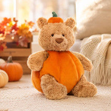 Pumpkin Teddy Bear Plush Stuffed Animal Cute Fall Halloween Thanksgiving Gift picture