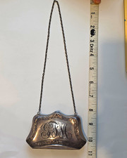 Vintage Sterling Silver Art Deco Coin Purse Monogram Engraved 120 Grams picture