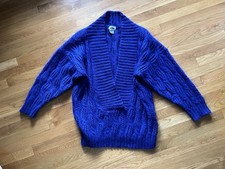 Vintage Azzura Women's One Size Mohair Wool Blend Blue Oversize Pullover Sweater picture