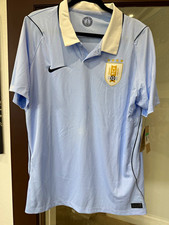 Nike Uruguay National Team Soccer Jersey Blue/White Polo Collar Short Sleeve picture
