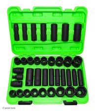 38-PC IMPACT SOCKETS SET – Deep & Shallow, MM & SAE sizes, 3/8” & 1/2” Drive picture