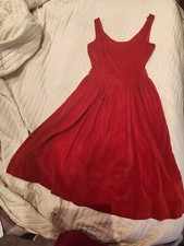 True VTG 1950s Dress RED VELVET Fit and Flare, Rockabilly picture