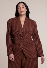 ELOQUII Women's Plus Size Cinched Waist Striped Blazer picture