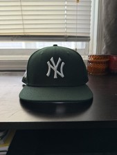 Hat Club Exclusive Fitted Green Hat, Blue Brim￼7 5/8 picture