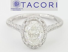 TACORI Petite Crescent Oval Halo Diamond Engagement Ring 1.88 ct 18k White Gold picture