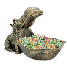 aboxoo Hippo Statue Candy Dish, Funny Big Mouth Container Key Bowl, Copper picture