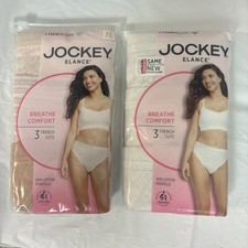 Women Jockey Size 7  3-Pack Elance French Cut 100% Cotton Comfort Panty 2 Packs picture
