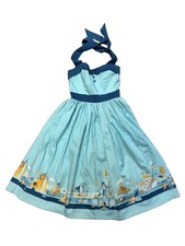 NWOT Disney Parks Dress Shop Aqua Blue Magic Kingdom Attractions retro | XS picture