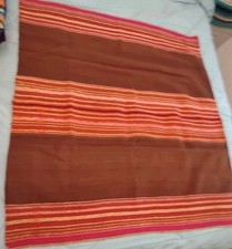 Vintage Traditional Bolivian Aymara Handwoven Manta Wool Textile 38x37in picture