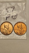 wheat penny 1957,1957D SET GEM RED BU 1957-D LINCOLN CENT LOT #B UNC RED LUSTER picture