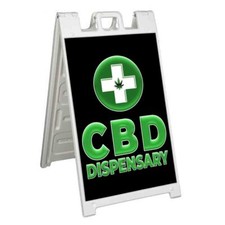 CBD DISPENSARY Signicade 24x36 Aframe Sidewalk Sign Banner Decal CANNABIDIOL picture