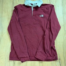 The North Face Rugby Shirt Vintage Maroon Burgundy Long Sleeve Mens Small picture