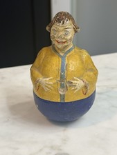 ANTIQUE C. 1900 SCHOENHUT PAPER MACHE ROLY POLY TOY CREEPY GIRL HALLOWEEN GERMAN picture
