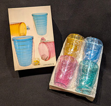 NEW w BOX Fiesta Set of 4 16oz Insulated Double Wall Multicolor Tumblers Vintage picture