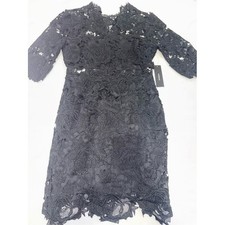 NWT Lulus Black Floral Lace Long Sleeve Mini Dress Size M picture