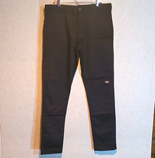 Dickies Men’s Skinny Straight Workwear Pants Black Flat Front Waist 34 picture