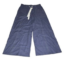 Maeve Anthropologie La Ponche Linen Blend Pull-On Wide-Leg Pants Size L Blue picture