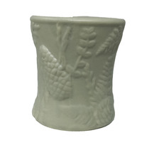 WoodWick Scented Fireside Jar Candle Embossed Ceramic Jar Beige Floral picture